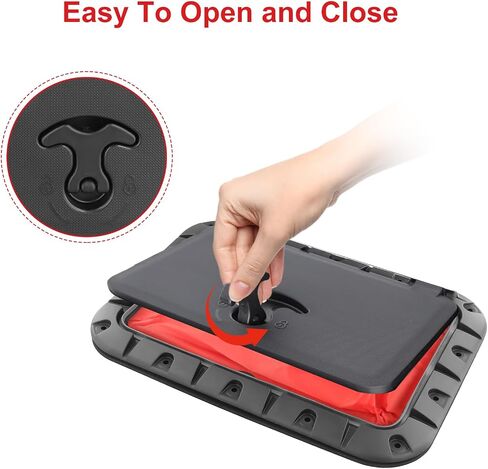 Marine Deck Plate Square Hatch With Pull Out Handle Access Hatch For Boat Canoe 25X35cm Plastic Waterproof Design With 90-Degree Locking Hinges And Red Storage Bag For Outdoor Water Activities Black in Saudi Arabia