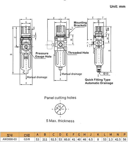 AW3000-03 Air Oil Water Seperator Filter G3/8'' Air Pressure Regulator Controller Pneumatic Compressor Filter(AW3000-03Copper,Automatic) in Saudi Arabia