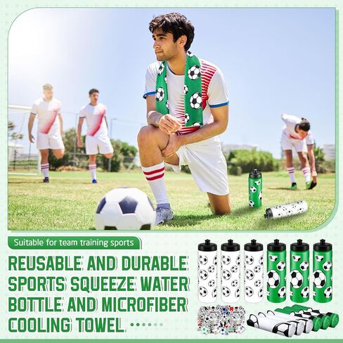 12 Pcs Softball Water Bottle Softball Cooling Towel Set with 50 Sticker Sports Party Favors Include 6 Reusable Sports Squeeze Water Bottle 6 Ice Towel Breathable Fast Drying for Team Gifts in Kuwait