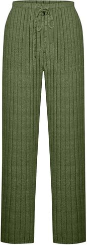 Womens Ribbed Knitted Pants Fall Lounge 2025 Wide Leg Drawstring Elastic Waisted Comfy Sweatpants Loose Sports Pant in Saudi Arabia
