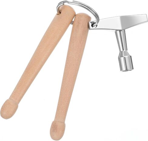 Mini Natural Wood Drumsticks Key Chains with Drum Key, Drum Keys for Tuning Drums, Percussion Keychain Rings, Universal Stainless Steel Drums Tuner Kit, Novelty Gift for Drummers in Saudi Arabia