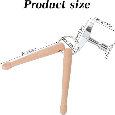 Mini Natural Wood Drumsticks Key Chains with Drum Key, Drum Keys for Tuning Drums, Percussion Keychain Rings, Universal Stainless Steel Drums Tuner Kit, Novelty Gift for Drummers in Saudi Arabia