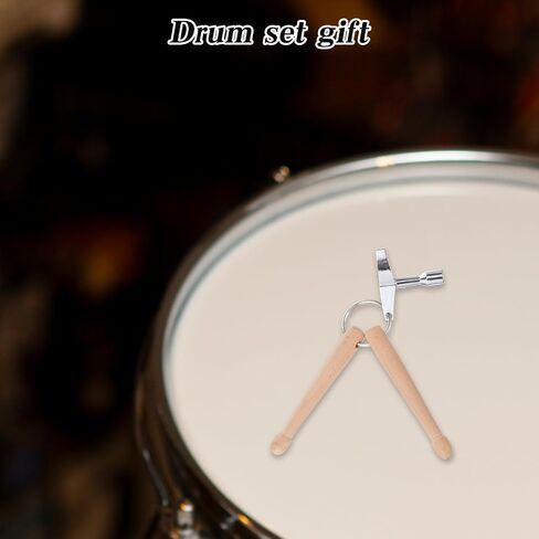 Mini Natural Wood Drumsticks Key Chains with Drum Key, Drum Keys for Tuning Drums, Percussion Keychain Rings, Universal Stainless Steel Drums Tuner Kit, Novelty Gift for Drummers in Saudi Arabia