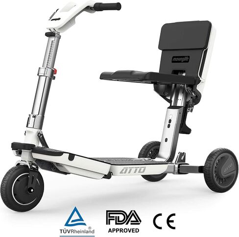 ATTO Folding Travel Powered Mobility Scooter by MovingLife, Full-Size Portable Electric Scooter, Lightweight Lithium Battery, Airline Approved in Saudi Arabia
