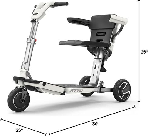 ATTO Folding Travel Powered Mobility Scooter by MovingLife, Full-Size Portable Electric Scooter, Lightweight Lithium Battery, Airline Approved in Saudi Arabia