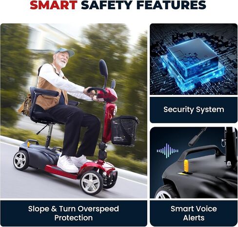 Mobility Scooters for Seniors - Upgraded Powered Mobility Scooters for Adults,Foldable Lightweight Electric Wheelchair,14 Miles Range,5 Mph Range,Seat Swivel,Max Load 265LB,All Terrain(Red) in Saudi Arabia