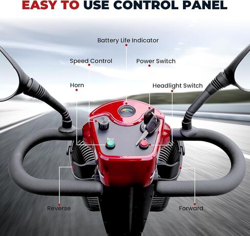 Mobility Scooters for Seniors - Upgraded Powered Mobility Scooters for Adults,Foldable Lightweight Electric Wheelchair,14 Miles Range,5 Mph Range,Seat Swivel,Max Load 265LB,All Terrain(Red) in Saudi Arabia