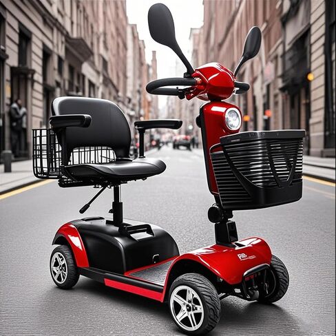 Mobility Scooters for Seniors - Upgraded Powered Mobility Scooters for Adults,Foldable Lightweight Electric Wheelchair,14 Miles Range,5 Mph Range,Seat Swivel,Max Load 265LB,All Terrain(Red) in Saudi Arabia