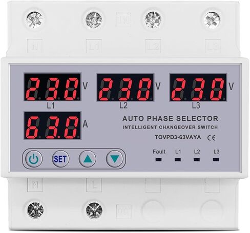 1pc 63a 3 phase 3p+n din phase phase محدد قابل للتعديل فوق وتحت حماية حماية التيار الجهد in Kuwait