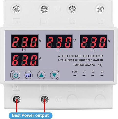 1pc 63a 3 phase 3p+n din phase phase محدد قابل للتعديل فوق وتحت حماية حماية التيار الجهد in Kuwait
