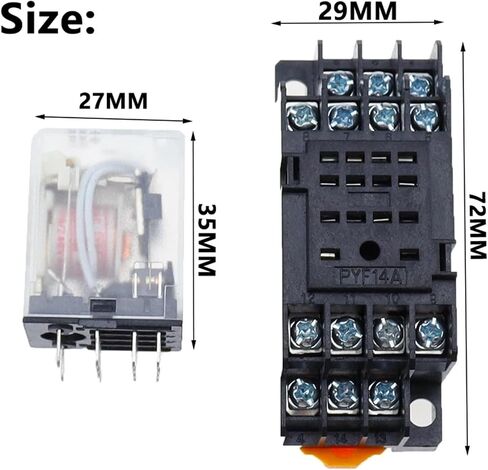 HH54P My4nj Plug-in Relay PYF14A DC/AC 12V 24V 36V 48V 110V 220V DC/AC 5A Contact 14Pins 4PDT RELE SOCKET (DC ، 110V) in Kuwait