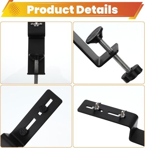 2 PCS Desk Clamp ، Pegboard Fixing Bracket Desktop Fixing Bracket ، Office Game Home Desktop Accessories Bracket ، Pegboard Organizer Metal Bracket (Black) in Kuwait