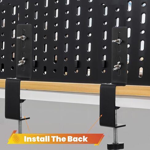 2 PCS Desk Clamp ، Pegboard Fixing Bracket Desktop Fixing Bracket ، Office Game Home Desktop Accessories Bracket ، Pegboard Organizer Metal Bracket (Black) in Kuwait