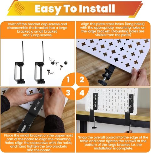 2 PCS Desk Clamp ، Pegboard Fixing Bracket Desktop Fixing Bracket ، Office Game Home Desktop Accessories Bracket ، Pegboard Organizer Metal Bracket (Black) in Kuwait