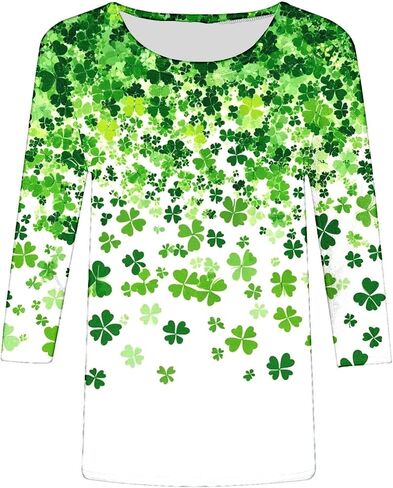 قميص يوم St Patty Women 2025 غير رسمي بالإضافة إلى حجم 3/4 قمصان البرسيم الأيرلندية مضحكة سانت باتريك قمم تونك in Kuwait