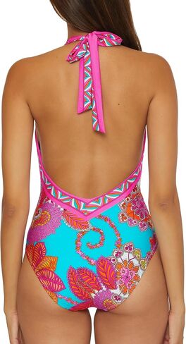 Trina Turk Women's Meilani One Piece Swimsuit, Plunge Neck, Floral Print, Bathing Suits in Saudi Arabia