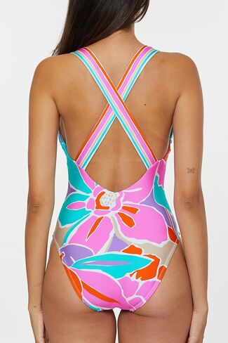 Trina Turk Women's Meilani One Piece Swimsuit, Plunge Neck, Floral Print, Bathing Suits in Saudi Arabia