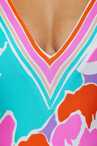 Trina Turk Women's Meilani One Piece Swimsuit, Plunge Neck, Floral Print, Bathing Suits in Saudi Arabia