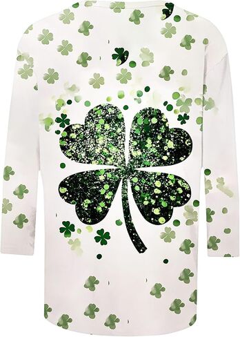 قميص يوم St Patty Women 2025 غير رسمي بالإضافة إلى حجم 3/4 قمصان البرسيم الأيرلندية مضحكة سانت باتريك قمم تونك in Kuwait