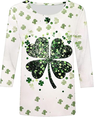 قميص يوم St Patty Women 2025 غير رسمي بالإضافة إلى حجم 3/4 قمصان البرسيم الأيرلندية مضحكة سانت باتريك قمم تونك in Kuwait