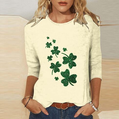 قميص يوم St Patty Women 2025 غير رسمي بالإضافة إلى حجم 3/4 قمصان البرسيم الأيرلندية مضحكة سانت باتريك قمم تونك in Kuwait