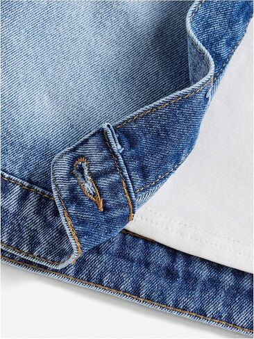 فتاة جينز سترة زر أسفل الأكمام الطويلة جين معطف الملابس الخارجية in Kuwait