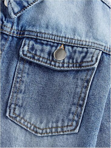 فتاة جينز سترة زر أسفل الأكمام الطويلة جين معطف الملابس الخارجية in Kuwait