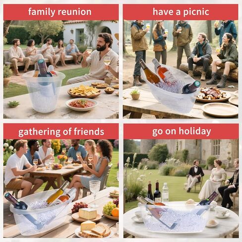 2 حزمة دلاء جليدية كبيرة للحفلات ، 5L البلاستيك البيضاوي الشمبانيا برودة بيرة البيرة دلو الحوض Bucket الحوض ل Mimosa Bruch كوكتيل بار لوازم حفل زفاف داخلي في الهواء الطلق in Saudi Arabia