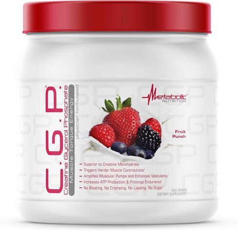 Metabolic Nutrition, CGP, Creatine Glycerol Phosphate, 100% Micronized Creatine Powder, Pre Intra Post Workout Supplement, Blue Raspberry, 400 Grams (40 Servings) in Saudi Arabia