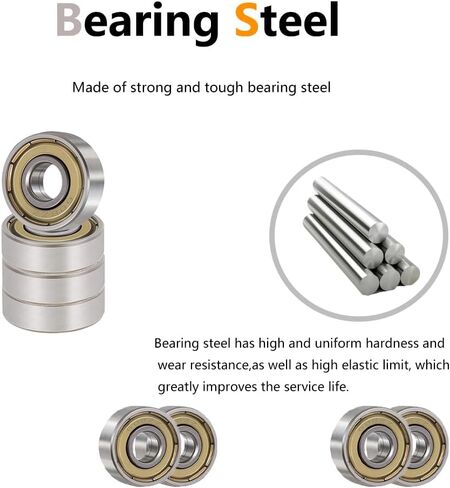 Qinda Ind 608ZZ Ball Bearing (8mmx22mmx7mm) مزدوج محامل 608-2z الأخدود العميق ， محموم مسبقًا ، مع الصلب 10 PCs in Kuwait