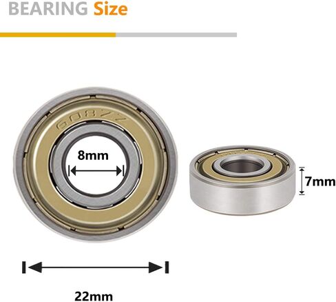 Qinda Ind 608ZZ Ball Bearing (8mmx22mmx7mm) مزدوج محامل 608-2z الأخدود العميق ， محموم مسبقًا ، مع الصلب 10 PCs in Kuwait