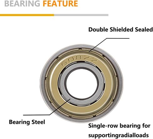 Qinda Ind 608ZZ Ball Bearing (8mmx22mmx7mm) مزدوج محامل 608-2z الأخدود العميق ， محموم مسبقًا ، مع الصلب 10 PCs in Kuwait