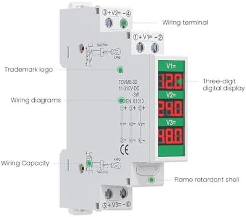 Garosa Din Rail Voltmeter 3 أرقام DC 11V إلى 310V نطاق الجهد الجهد الشاشة LCD مع وظيفة الإخراج التبديل معزولة الطريق الأداة الكهربائية المعيارية in Kuwait