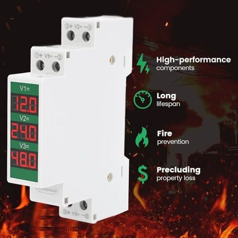 Garosa Din Rail Voltmeter 3 أرقام DC 11V إلى 310V نطاق الجهد الجهد الشاشة LCD مع وظيفة الإخراج التبديل معزولة الطريق الأداة الكهربائية المعيارية in Kuwait