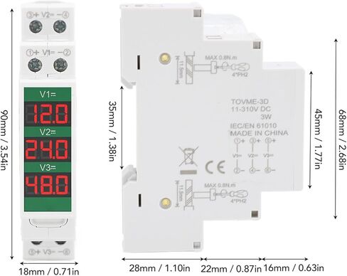 Garosa Din Rail Voltmeter 3 أرقام DC 11V إلى 310V نطاق الجهد الجهد الشاشة LCD مع وظيفة الإخراج التبديل معزولة الطريق الأداة الكهربائية المعيارية in Kuwait