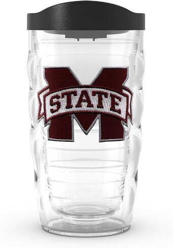 Tervis Made في الولايات المتحدة الأمريكية مزدوجة المسورة في ولاية ميسيسيبي بولدوغز بولدوغز معزولة الكأس البهلوانية يحافظ على المشروبات الباردة والساخنة ، 10 أوقية متموجة ، الشعار الأساسي in Saudi Arabia