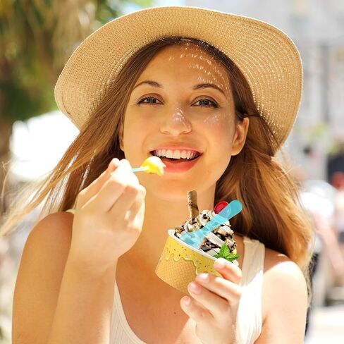 40 Pack 6 oz Ice Cream Cups with Spoons Paper Dessert Cups Colorful Sundae Bowls Disposable Ice Cream Containers for Hot Soup Spring Summer Graduation Bar Party Supplies in Saudi Arabia