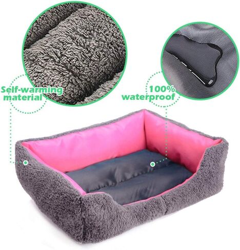Barelove Square Large Dog Bed Mattress Washable Pads Room Waterproof Bottom (Large, Hot Pink) in Kuwait