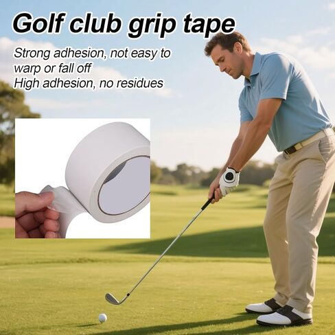 Double-Sided Golf Grip Tape, 2inch x 22yard Multifunctional Golf Grip Tape Roll for Clubs Strong Adhesive Easy to Peel & Cut Sports Accessory for Men and Women in Saudi Arabia