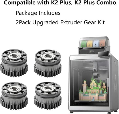 2Pack Prouder Gear Kit for Creality K2 Plus ، طابعة ثلاثية الأبعاد مقاومة DLC طلاء الصلب مقاومة الصلب العتاد ل K2 Plus التحرير والسرد in Saudi Arabia