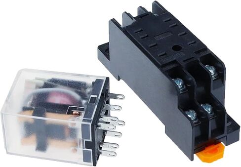 1SET RELAY RELAY COLAY GRALITION RELAY MY2 DPDT MY2NJ RELAIS DC 12V/24V AC 110V/220V SWITE مع قاعدة المقبس (DC ، 12V) in Saudi Arabia