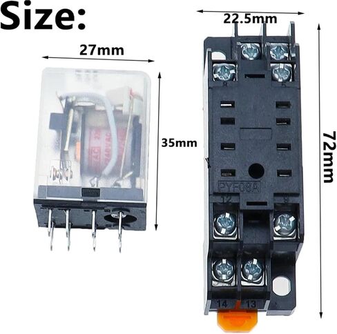 1SET RELAY RELAY COLAY GRALITION RELAY MY2 DPDT MY2NJ RELAIS DC 12V/24V AC 110V/220V SWITE مع قاعدة المقبس (DC ، 12V) in Saudi Arabia
