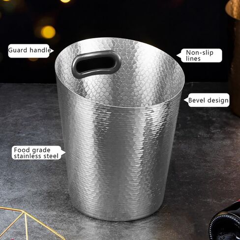 Stainless Steel Champagne Bucket - Stainless-Steel Beverage Tub - Diagonal Ice Bucket with Handle for Cocktail Bar, Wine, Home Bar Accessories, Parties - 4 Quarts Golden in Saudi Arabia
