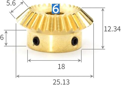 Bevel Gear Motor，Right Angle, Gearbox 1pc 0.8 Modules 20/25/30T Brass Bevel Gear for Motor, Speed Ratio 1:1, Bore 12mm(0.8 Modulus 30 Teeth,Bore 6mm) in Kuwait