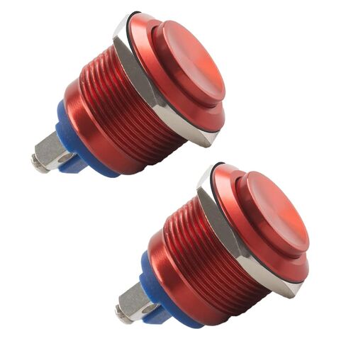 2pack لحظة فتح زر الضغط ، 19 مم 5A ألومنيوم سبيكة القذيفة مفاتيح الضغط- 1NO 12V SPST الطرفية الطرفية عالية الجولة مقاومة للماء لمفتاح السيارة الصناعية in Kuwait