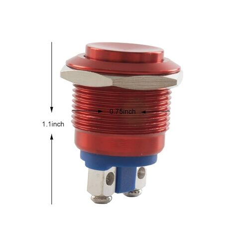 2pack لحظة فتح زر الضغط ، 19 مم 5A ألومنيوم سبيكة القذيفة مفاتيح الضغط- 1NO 12V SPST الطرفية الطرفية عالية الجولة مقاومة للماء لمفتاح السيارة الصناعية in Kuwait
