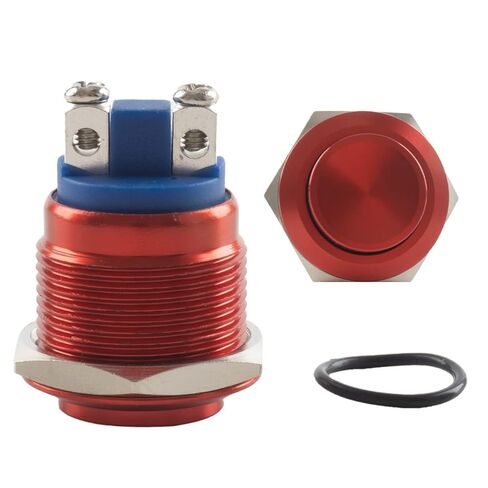 2pack لحظة فتح زر الضغط ، 19 مم 5A ألومنيوم سبيكة القذيفة مفاتيح الضغط- 1NO 12V SPST الطرفية الطرفية عالية الجولة مقاومة للماء لمفتاح السيارة الصناعية in Kuwait