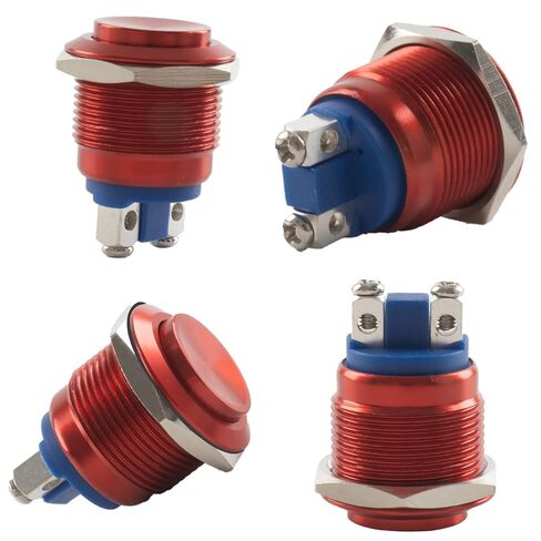 2pack لحظة فتح زر الضغط ، 19 مم 5A ألومنيوم سبيكة القذيفة مفاتيح الضغط- 1NO 12V SPST الطرفية الطرفية عالية الجولة مقاومة للماء لمفتاح السيارة الصناعية in Kuwait