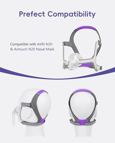 CPAP CPAP for Resmed Airfit/AirTouch N20 حزام قابلة للتعديل مع مقاطع مغناطيسية - قياسية/متوسطة (حزمة واحدة) in Kuwait