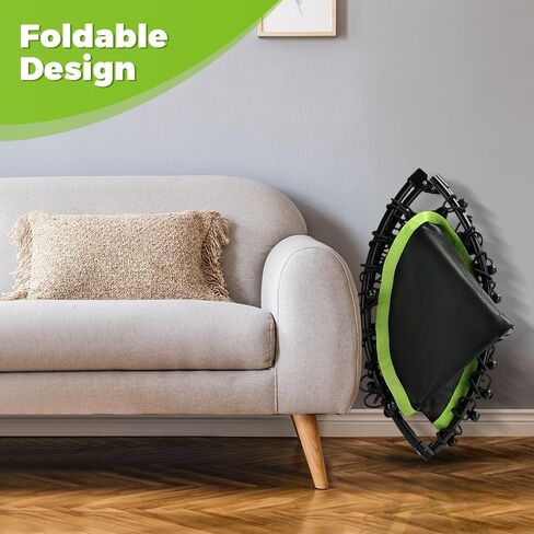 onetwofit قابلة للطي الترامبولين للبالغين ، 40/42/45 "mini اللياقة الترامبولين مع بونجيات مقبض رغوة قابلة للتعديل ، ترامبولين هادئ للتمرين الداخلي الشخصي in Kuwait